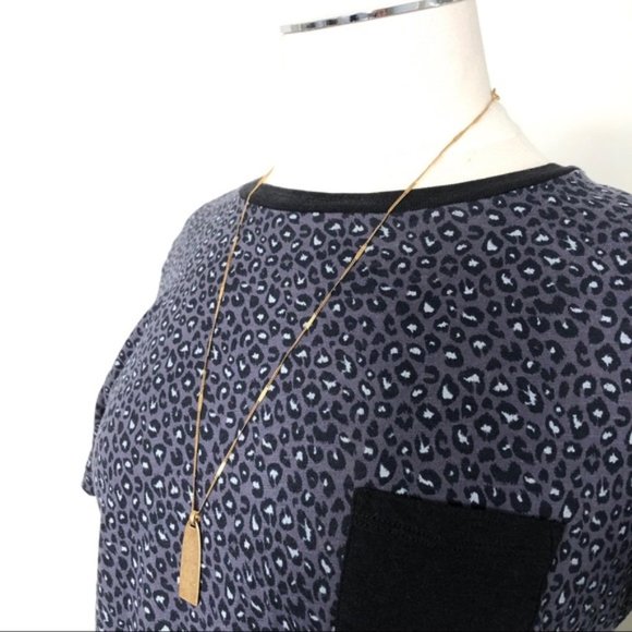 PINK Leopard Print Pocket T-Shirt Black Gray Sz S - Picture 3 of 7